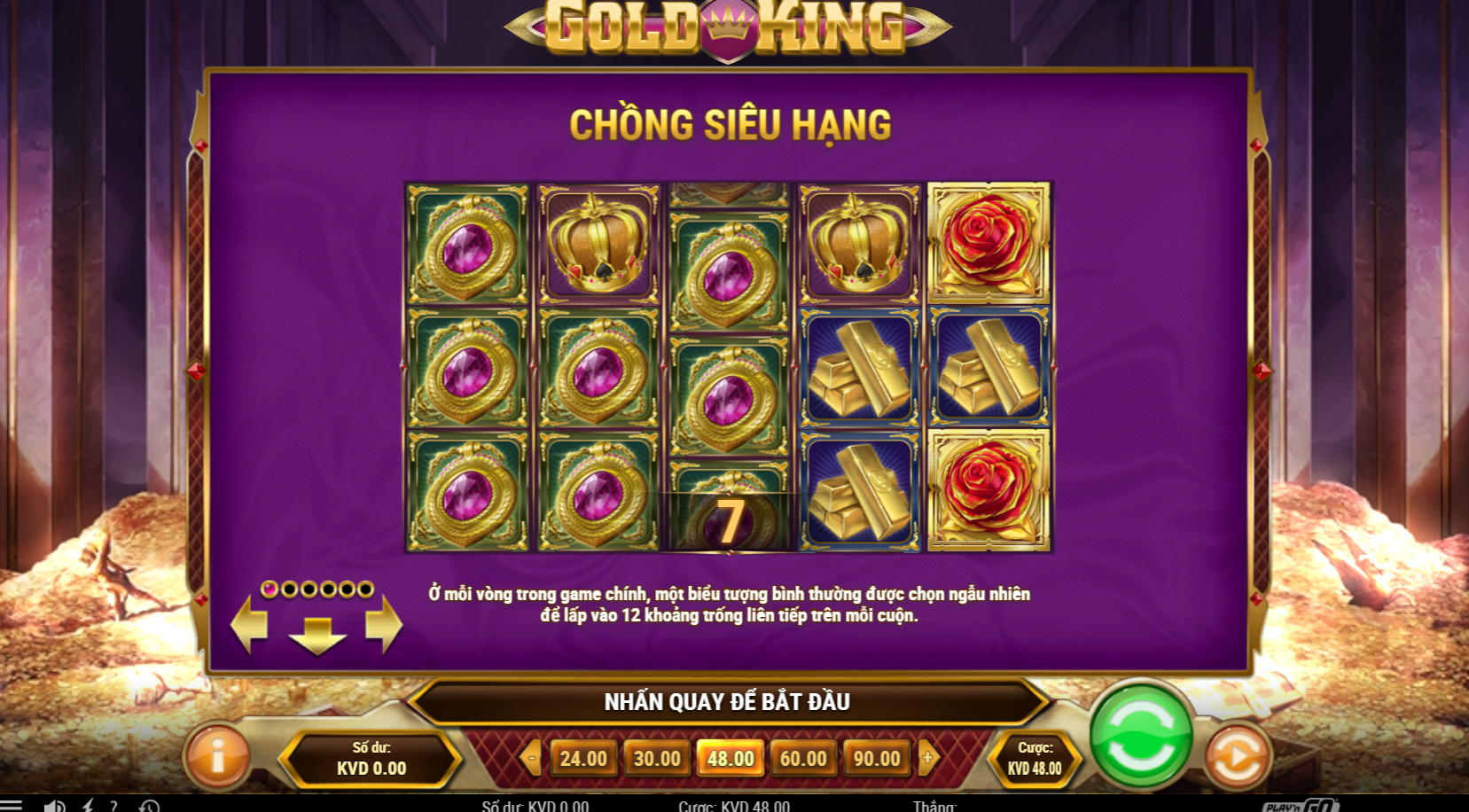 Nổ hũ Gold King được nhà cái May88 thiết kế với tổng cộng 20 dòng thắng thưởng tất cả